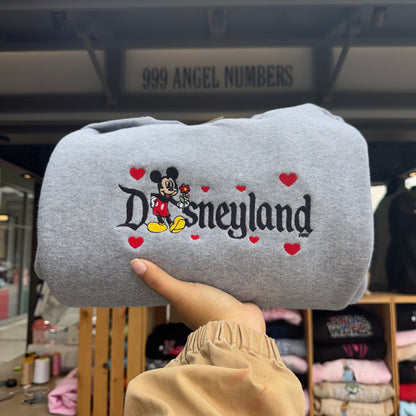 Mouse Boy Hearts Embroidered Sweater