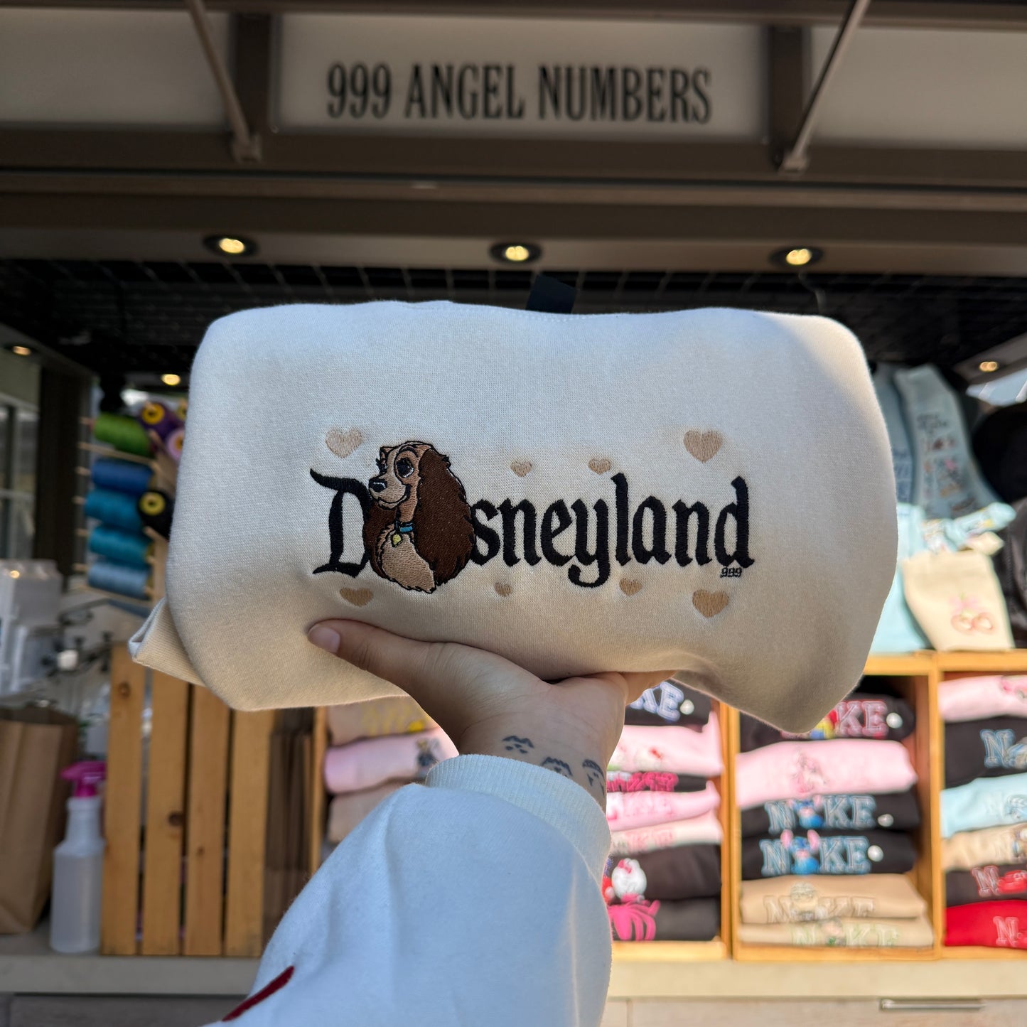 Cocker Spaniel Lady Hearts Embroidered Sweater