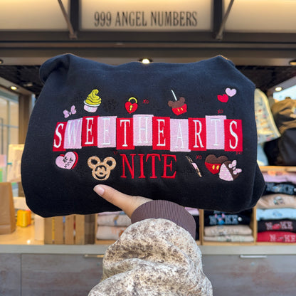 Sweethearts Snacks Themed Embroidered Sweater